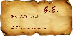 Gyurán Erik névjegykártya